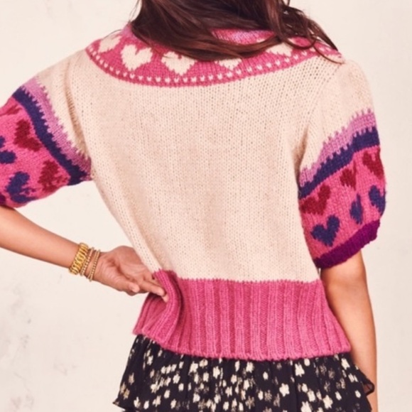 NWT LoveShackFancy Trinity Cardigan Sweater Alpaca Wool Blend in Prune - Picture 3 of 15